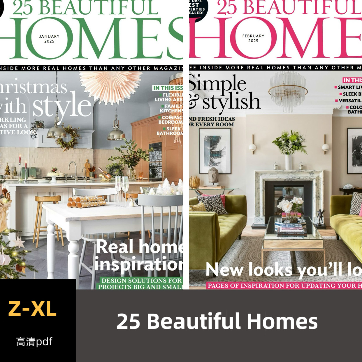 品界设计资料-英国25 Beautiful Homes 2022-2025合集高清pdf素材