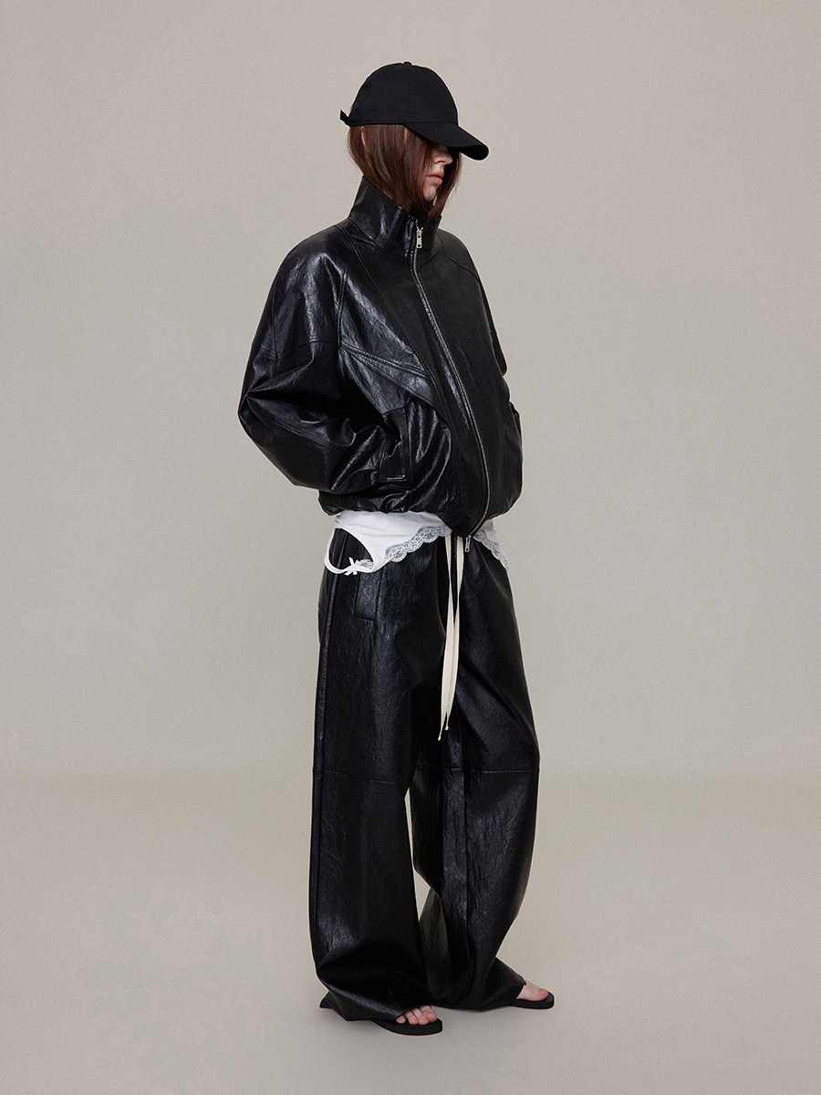 Waxed Leather Jacket: Durable Minimalist Outerwear - Taobao product photo 2