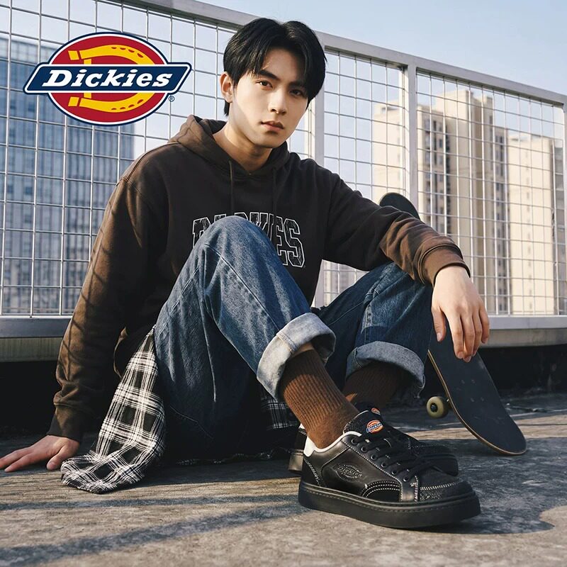 Dickies时尚休闲男鞋2026秋季新款黑色平底防滑耐磨滑板鞋潮鞋男
