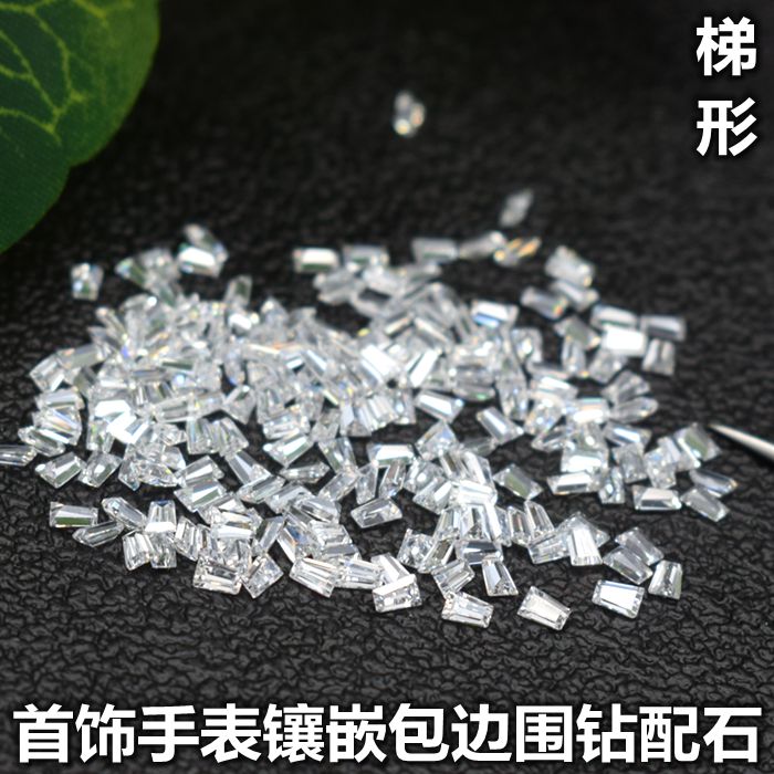 白色梯形小碎钻首饰品围边配石透明色斜梯长方形裸石裸钻手表补钻