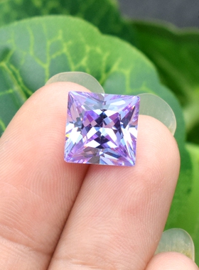 浅紫色正方形宝石裸石变蓝锆石裸钻饰品耳钉戒指戒面配石公主方钻