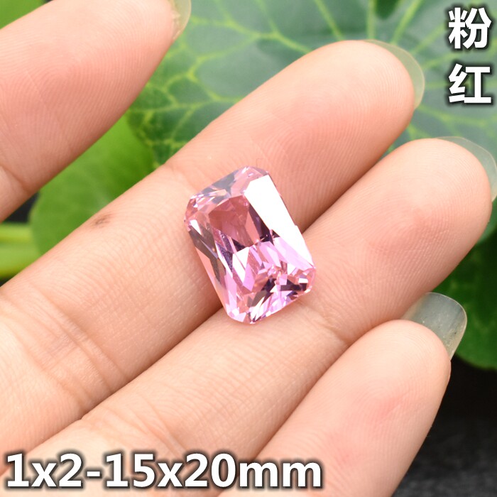 粉红色长方形戒面宝石女款戒指粉钻主石饰品耳钉配石未镶嵌diy图片