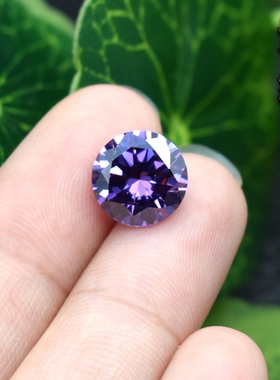 紫色圆形小碎钻紫红锆石裸石diy耳钉戒指戒面未镶嵌彩色宝石圆钻