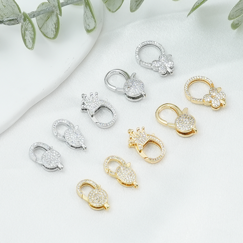 14k电镀真金保色龙虾扣微镶锆石弹簧收尾扣连接扣diy手链项链配件,饰品/流行首饰/时尚饰品新,其他DIY饰品配件,淘宝优惠券,粉丝福利购,淘宝优惠卷