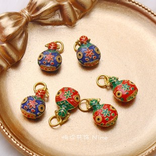 古法沙金保色吞金兽吊坠挂件diy烧蓝珐琅手链项链首饰品材料