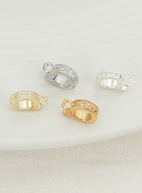 18K包金保色镶锆珍珠项链万能扣手工diy手链吊坠扣收尾扣材料配件