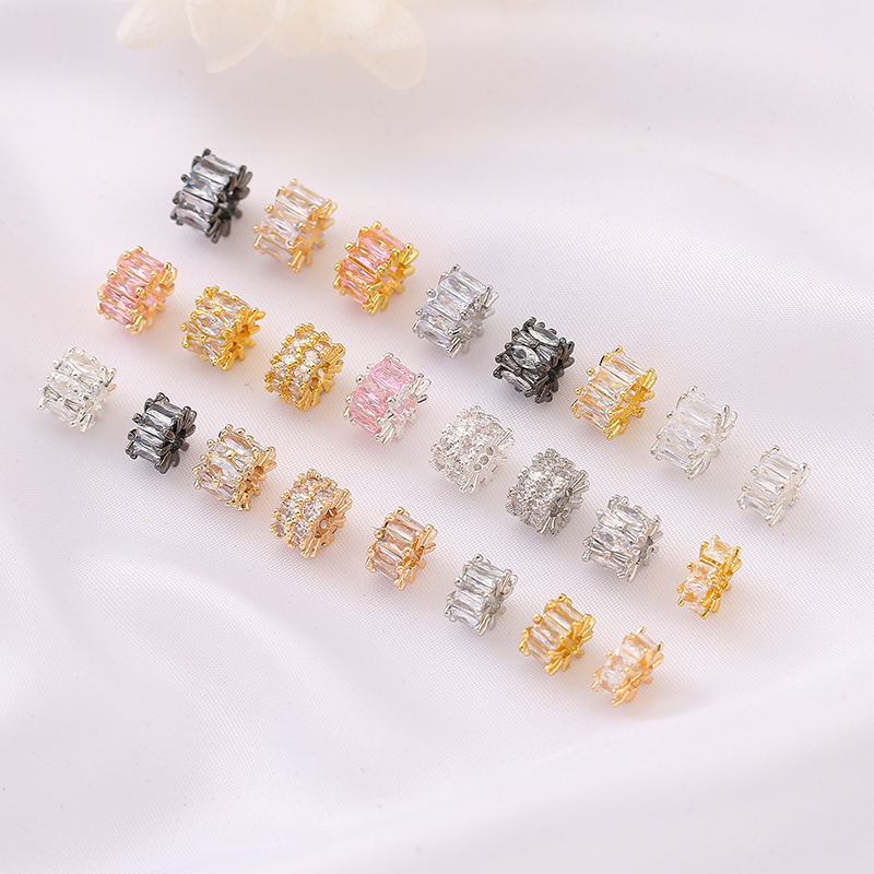 铜镀真金保色锆石车轮隔珠