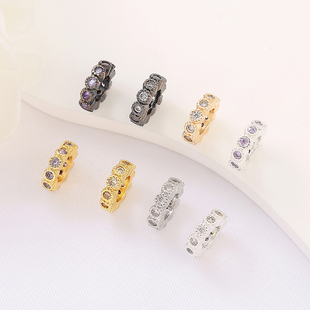 铜镀18K真金保色锆石钻圈隔珠车轮隔片手工diy串珍珠手链项链配件