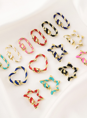 铜镀保色轻奢彩色旋转螺丝扣钥匙扣防丢链接扣配件DIY饰品挂扣