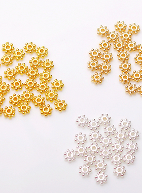 保色14K包金珠手串雪花隔片手链diy饰品配件材料自制手串隔珠垫片