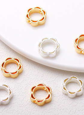 14K镀厚金保色配件梅花套圈12.5mm穿珠套珠圈diy饰品材料手串珠