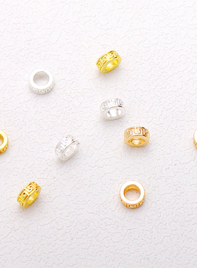 14K哑金保色藏式万字纹大孔隔珠散珠diy手工手链项链手串饰品配件