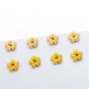 保色花托14K包金五瓣花双面花纹隔珠托手工diy串手链项链饰品配件