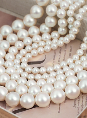 天然贝壳贝珠高级感渐变浅粉色圆珠散珠手串半成品DIY饰品配件