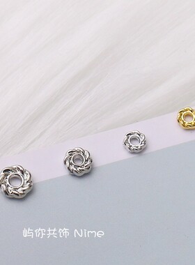 14k包金保色风火轮麻花隔片隔珠螺纹6mm垫片diy手工串珠散珠配件