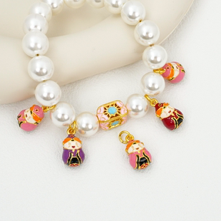 铜镀保色沙金烧蓝胖墩财神爷diy元宝土地公手链滴溜项链饰品配件