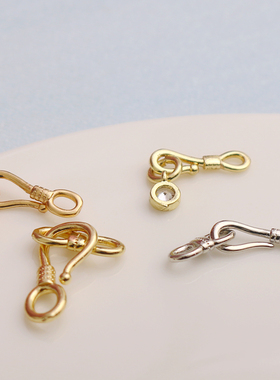 14k银包金保色扣子8字扣连接S扣两件套手链扣项链扣diy钩首饰配件