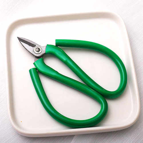 首饰器材金银手工绿柄短嘴剪刀