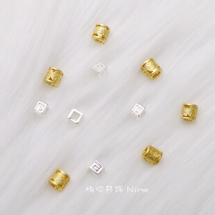 18K包金保色福字桶珠管珠隔珠手工diy串珠手链项链首饰品材料配件