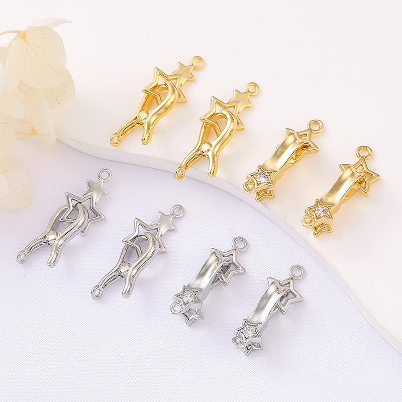 14K包金保色镶锆星星夹扣