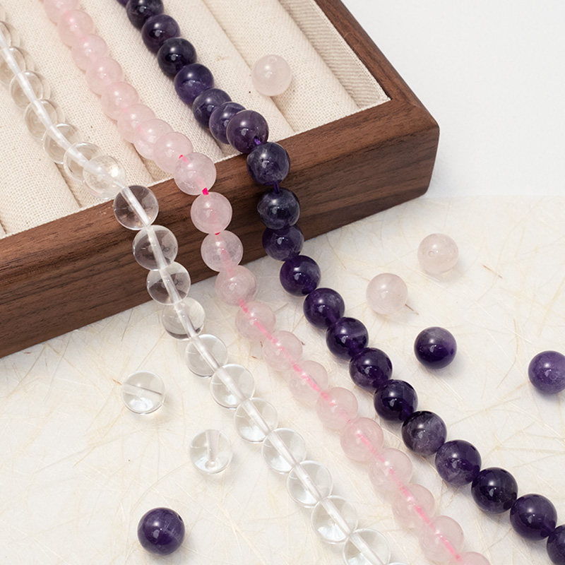 天然粉白紫水晶散珠diy手工串珠手链项链饰品配件材料珠子散珠,饰品/流行首饰/时尚饰品新,其他DIY饰品配件,淘宝优惠券,粉丝福利购,淘宝优惠卷