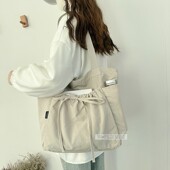 原创蝴蝶结托特包女轻便布包时尚 百搭通勤单肩布袋大容量学生上课