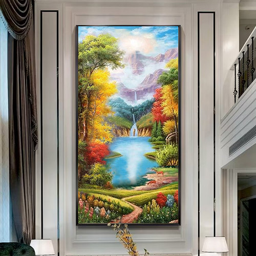 手绘油画欧式风景客厅玄关山水