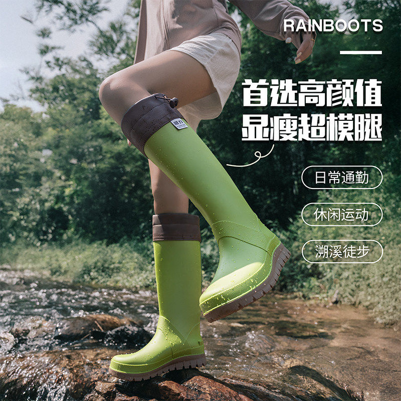 回力可折叠束口雨靴女款户外涉水露营长筒雨鞋女轻便溯溪胶鞋男款