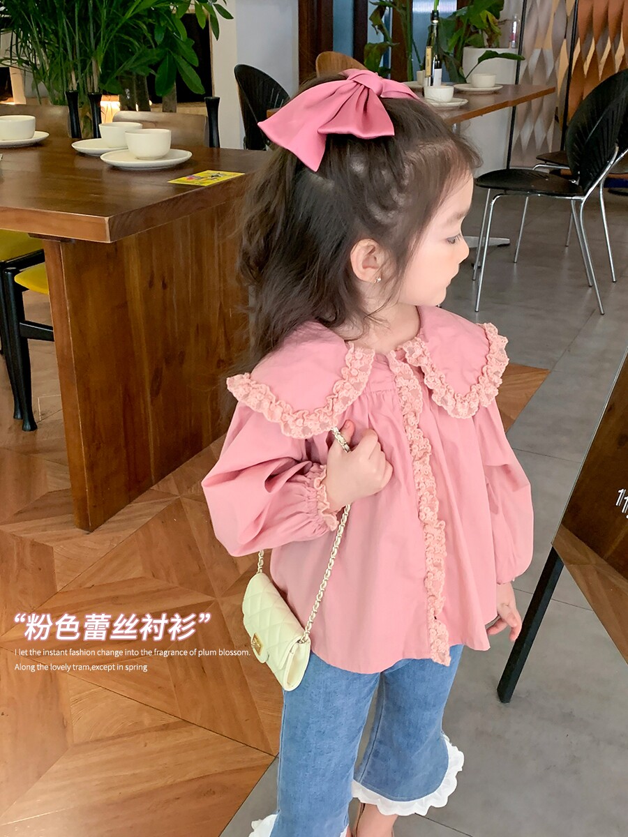 女童娃娃衫衬衣洋气时髦蕾丝外套
