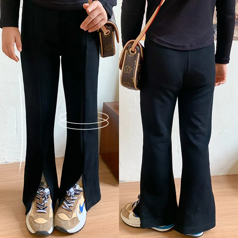 女童开叉黑色喇叭裤2026春秋装新款儿童西装裤子宝宝百搭休闲裤潮