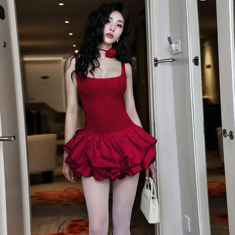 芭蕾少女层次感遮腰显瘦吊带裙女