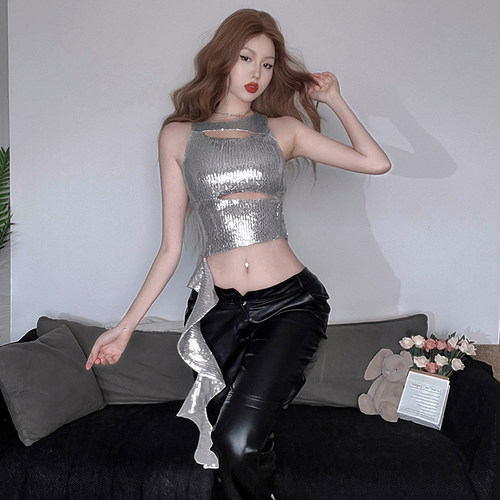 亮晶晶御姐风镂空性感背心女