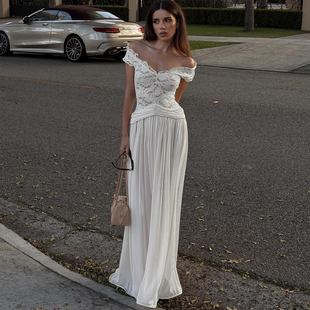 #Sisjuly#朦胧雾欲典雅性感 蕾丝拼接轻纱透视感飘逸背心连衣裙女