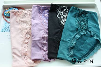 出口日本外贸原单~高端蕾丝边棉混速干透气包臀中腰女三角内裤N7