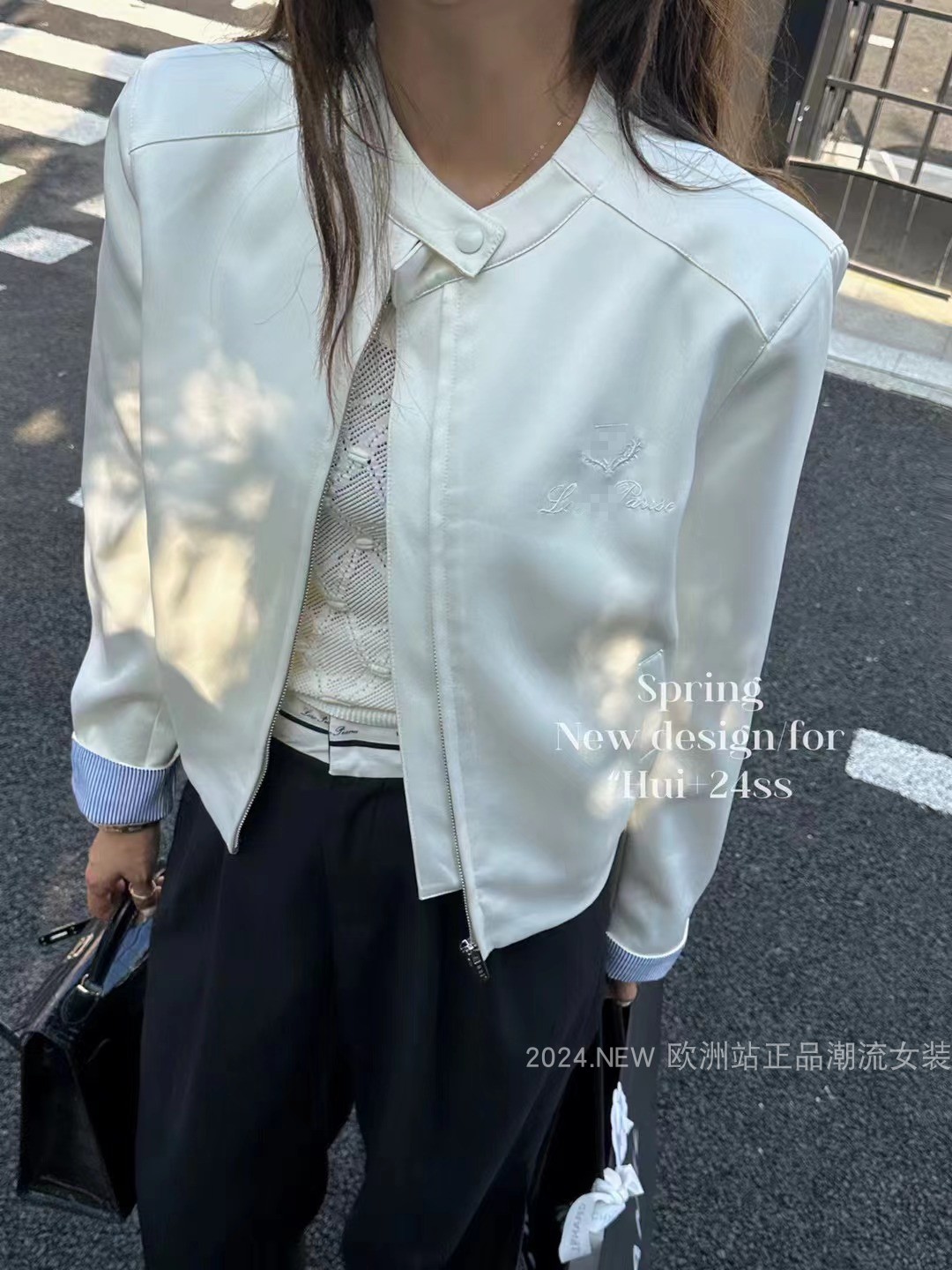 南油欧货2024春新款HUI+高级感刺绣短外套小个子百搭夹克衫棒球服 女装/女士精品 短外套 原图主图