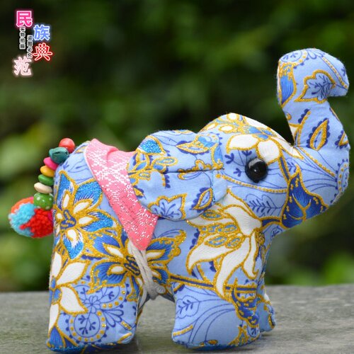 云南民族风傣族农家乐饭店酒店布艺公仔小象创意摆件家居客厅装饰