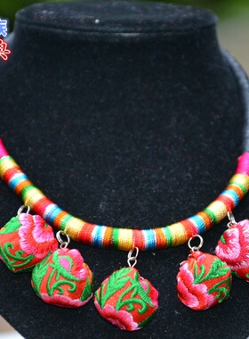 民族风大理非遗手工织绳扎染吊坠项链女复古百搭波西米亚个性饰品