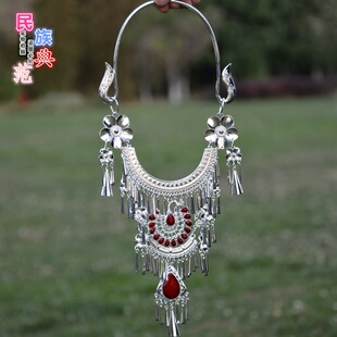 云南民族风少数民族苗族彝景颇族苗银项圈侗族高档项链演出饰品