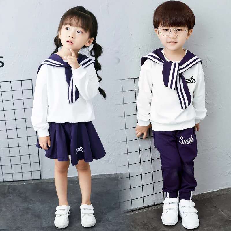 春秋款小班纯棉女童海军风表演服