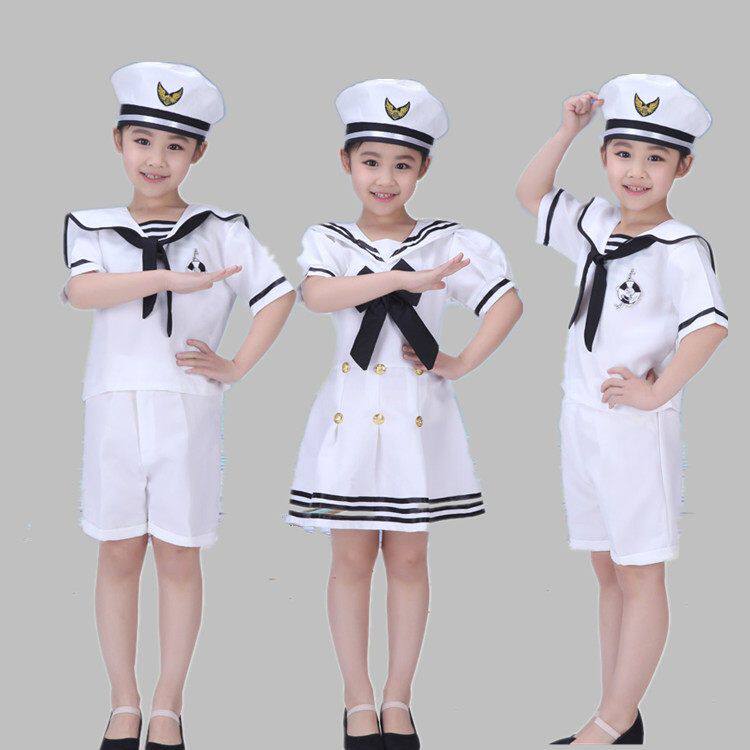 新款儿童小海军水手演出服男女水兵表演服夏令营运动会军装合唱服