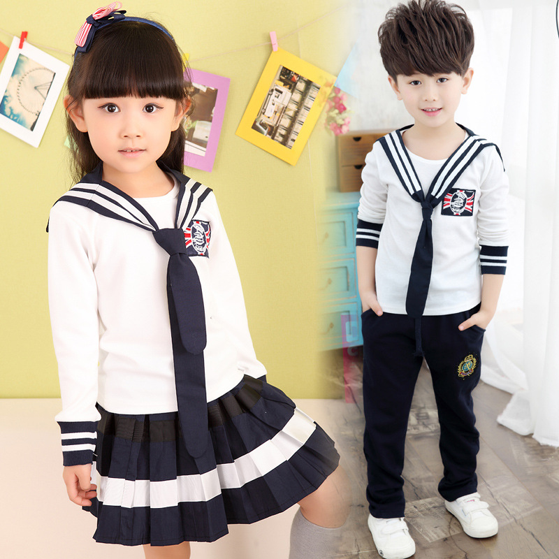 春秋季夏季男女童装班服中大长袖