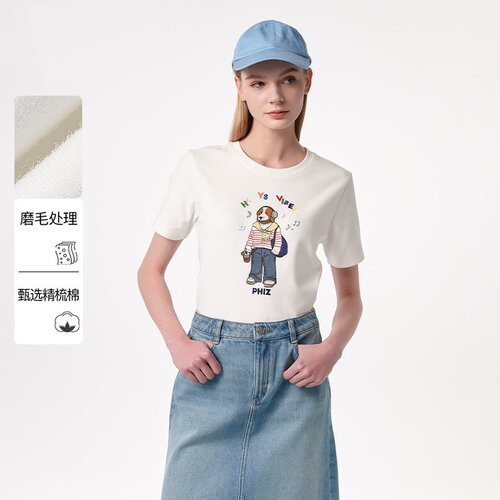 哈家商场同款卡通狗短袖T恤女