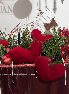 圣诞节爱心背景日布网红美陈店铺冬拍照打卡橱窗装饰布置氛围道具