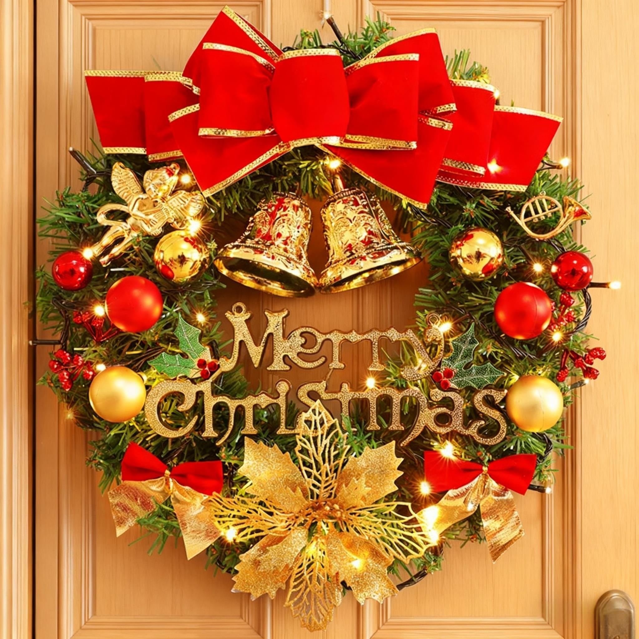 圣诞花环门挂装饰品藤圈挂饰场景布r置christmas weath挂件氛围感