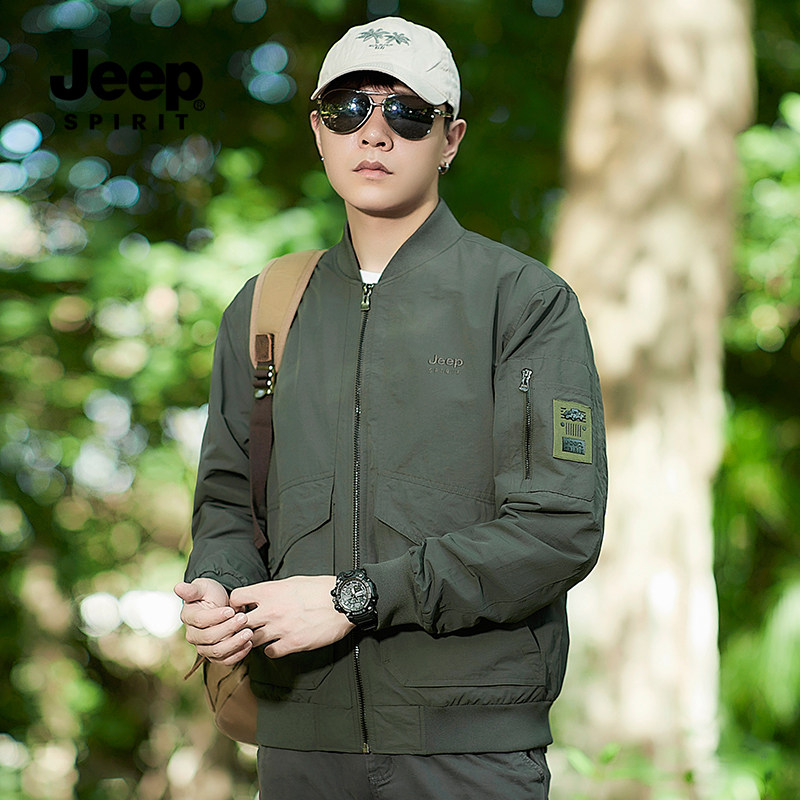 JEEPSPIRIT吉普户外飞行员夹克男棉春秋军旅飞行服美式ma1外套潮