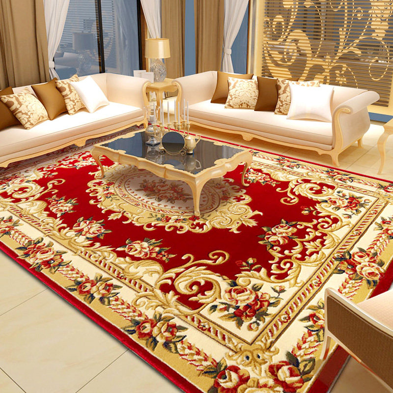 欧式地毯客厅沙发茶几家用纯人工雕花加厚仿羊毛质感大卧室床边毯