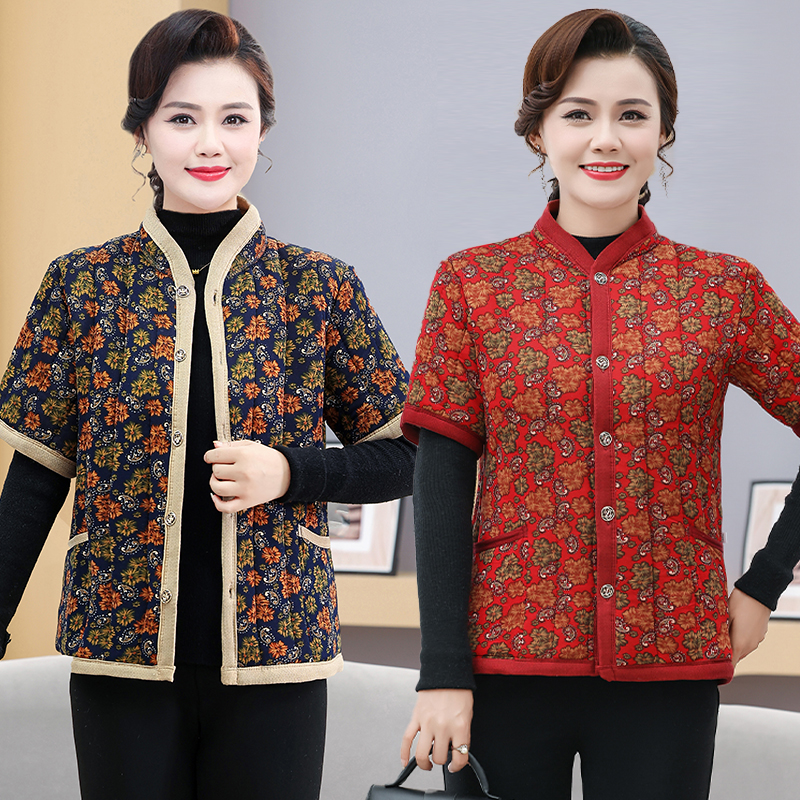 中老年女装春秋加绒加厚马甲