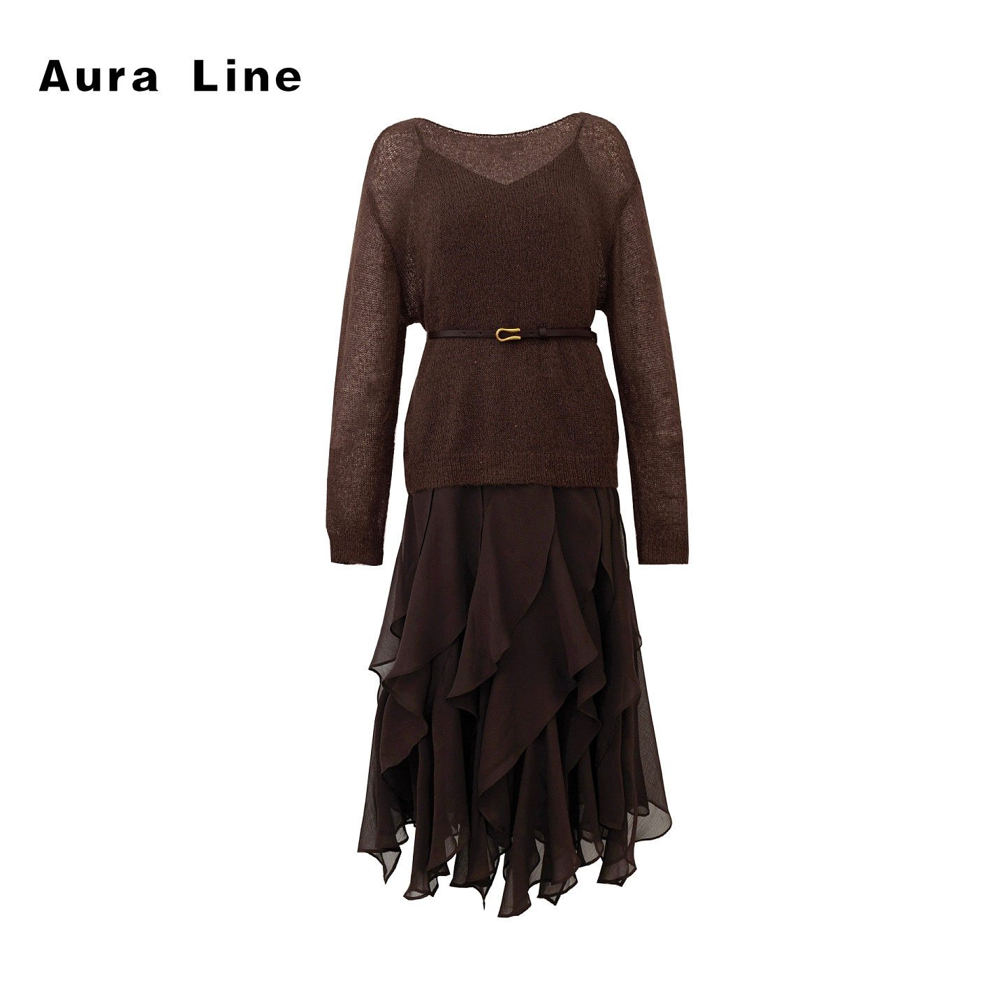 2026春季新款立体花边含腰带优雅修身两件式洋装仙女裙套装