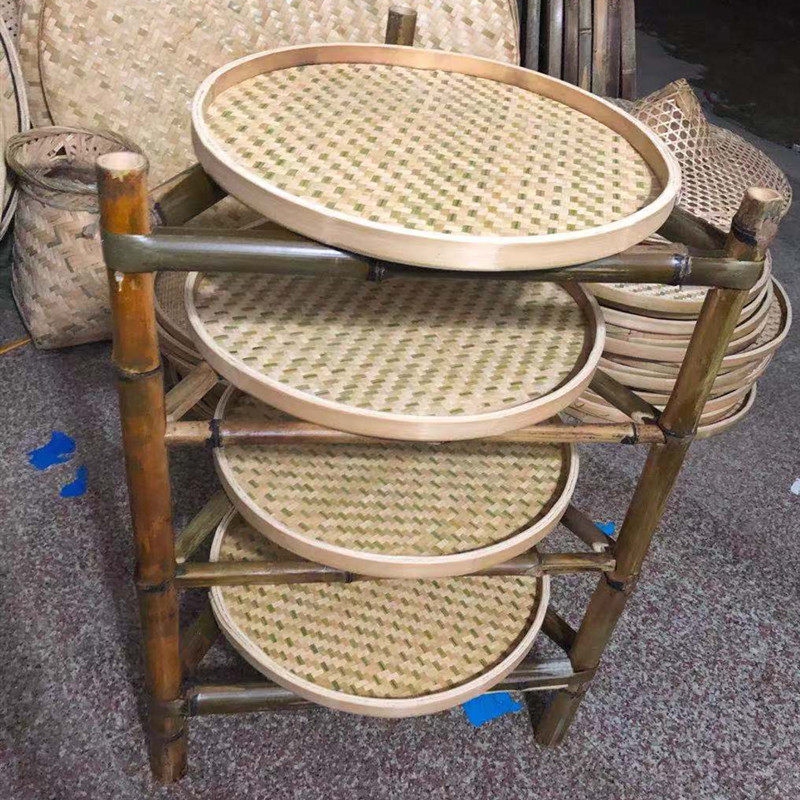 竹架子置物架竹筛子火锅架菜架子竹制品多层楠竹簸箕竹编架三角架