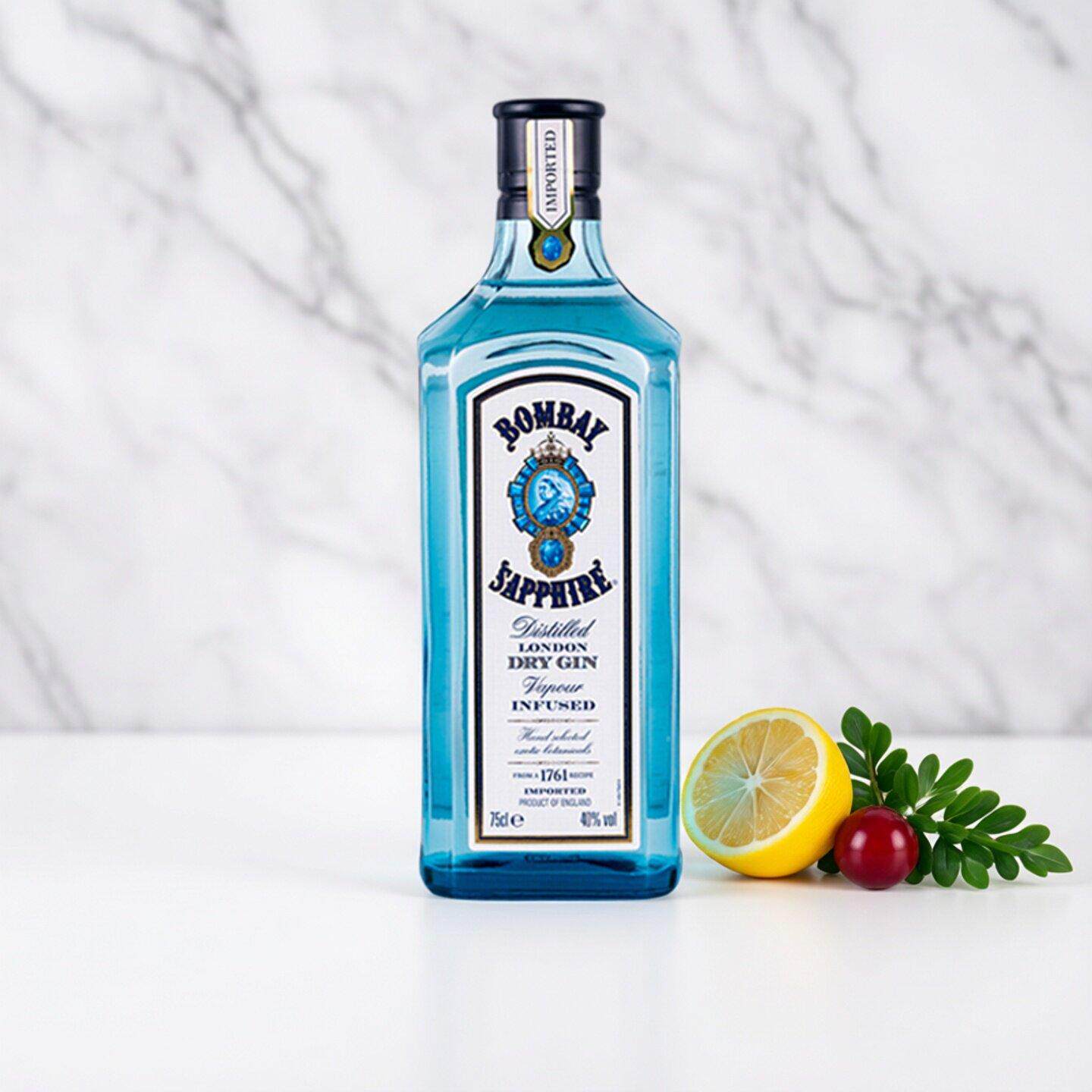 孟买蓝宝石金酒 BOMBAY 750ml 杜松子酒鸡尾酒基酒瓶装英国洋酒